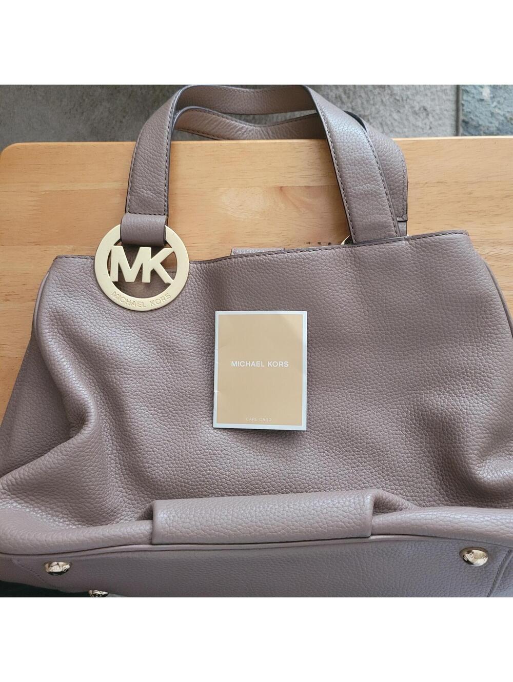 Michael Kors Pebbled Leather Tote Bag with Gold Logo Charm